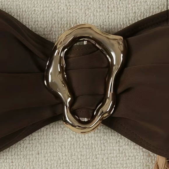 Chic Brown Bandeau Bikini Set - Picture 4 of 11